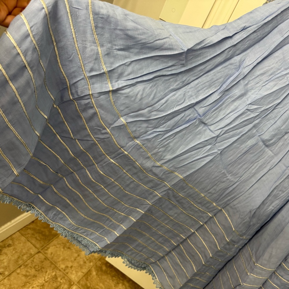 Luxury Blue Net Embroidered Kameez Set ( 4 piece ) - Picture 5 of 7